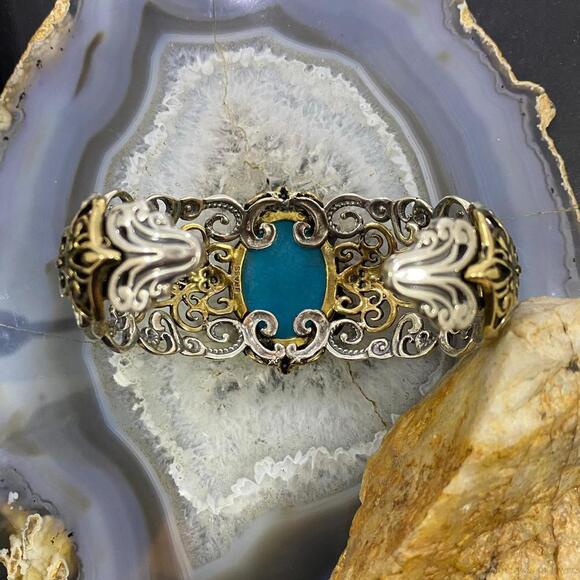 Carolyn Pollack Sterling/Brass Faceted Blue Quartzite Doublet Tanzanite Bracelet - Picture 6 of 10